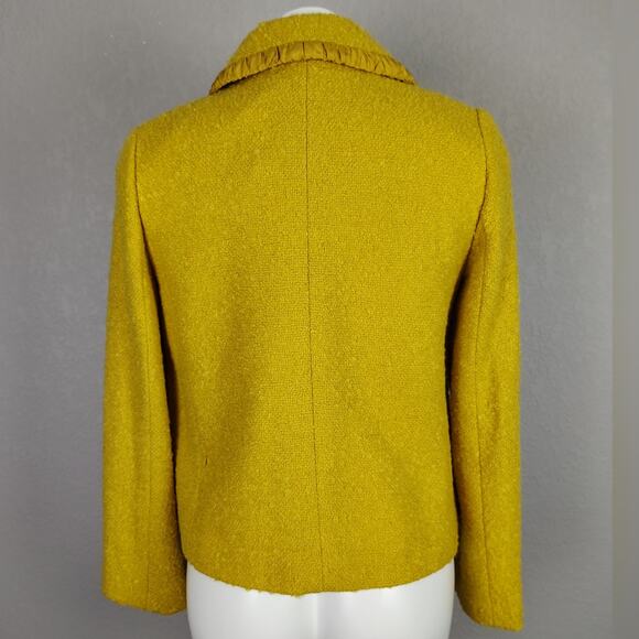 J.Crew Fall 2009 Ruffle-Trim Wool Blend Bouclé Lady Jacket Mustard NWT Sz 4 - Picture 4 of 13